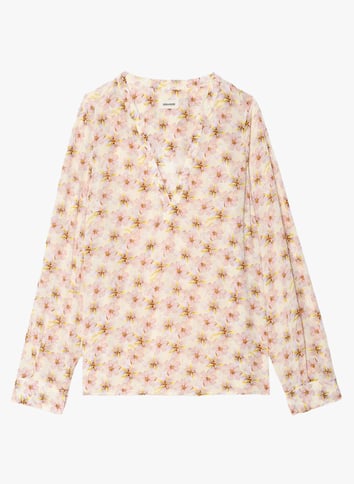 Blouse col tunisien à imprimé fleuri ZADIG&VOLTAIRE Jaune
